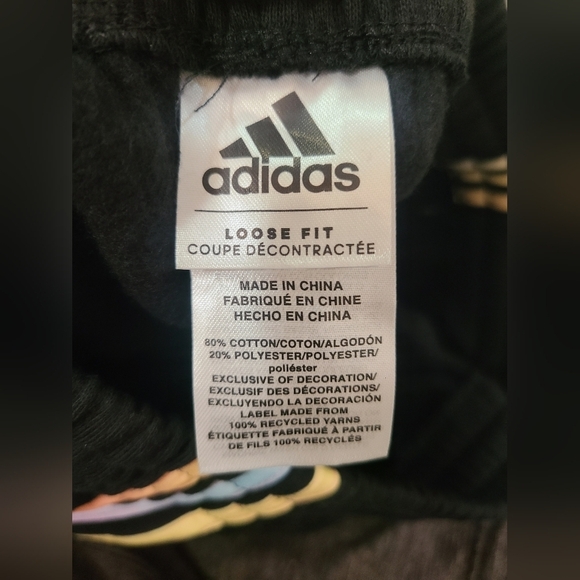 Adidas 3 stripe pastel rainbow ombre loose fit fleece sweatpants joggers - Picture 3 of 3